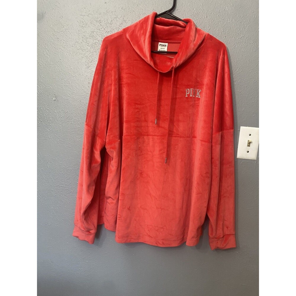 Victoria's Secret PINK Velour VARSITY COWL Women’s Pullover Sz Large